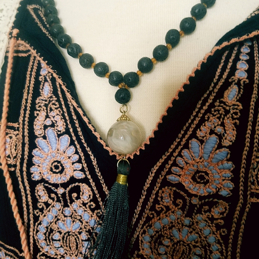 ❤🌼🌲SAVED FOR LAVONNE Free People Embroidered Long Sleeve Tassel Tie Tunic S/P - Picture 9 of 13